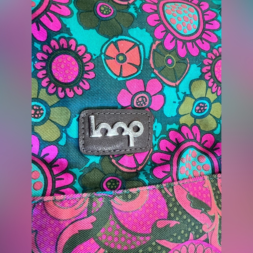 Loop retro floral top handle satchel mini duffel purse snap close envelope pkt - Picture 8 of 12